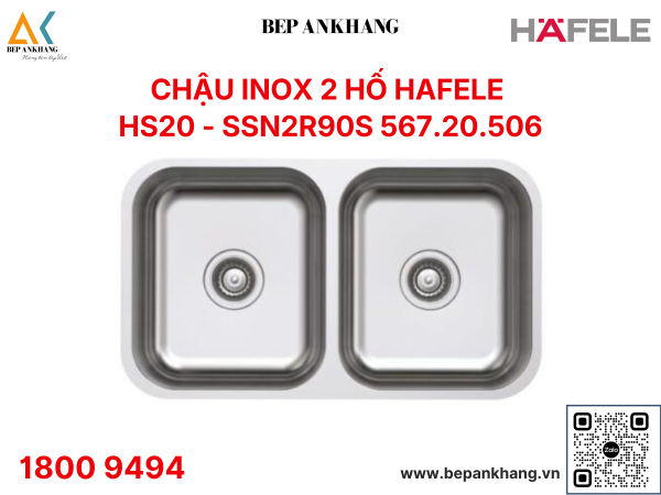 Chậu rửa bát inox 2 hố Hafele HS20 - SSN2R90S (567.20.506)